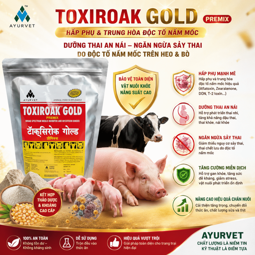 Toxiroak Gold: hấp phụ và trung hòa độc tố nấm mốc